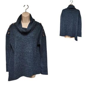 New York Laundry Asymmetric Hem Plush Sweater Color Blue Size Small